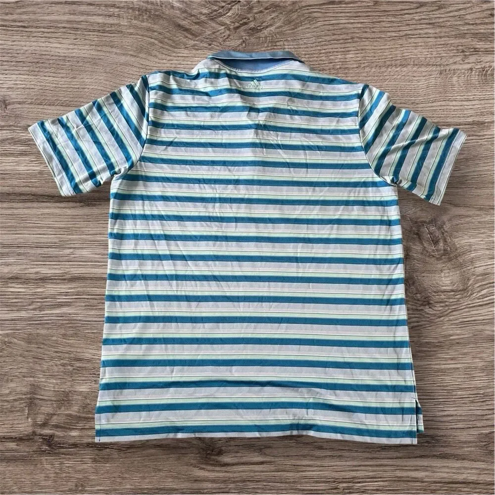 Adidas ClimaCool Blue Striped Golf Polo Men’s Size L‎